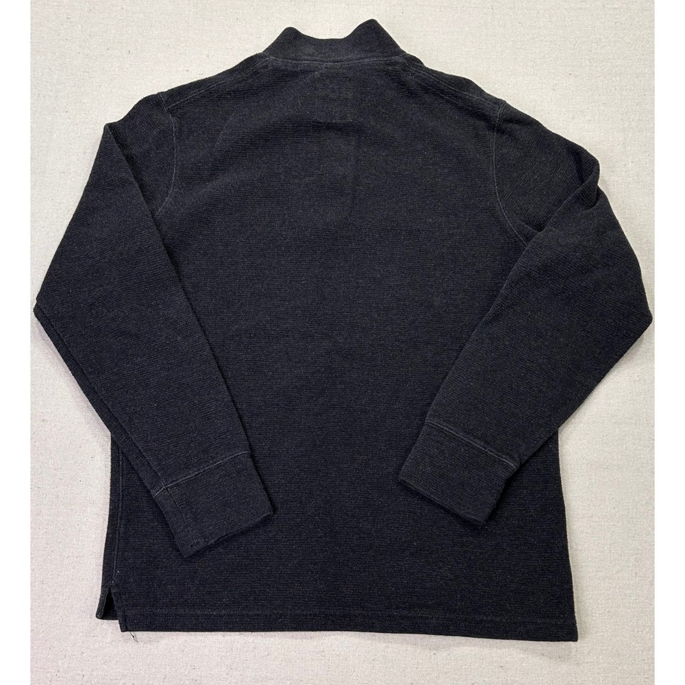 Relwen Men's Large Waffle Knit Henley Long Sleeve Shirt Gray Cotton Mock Neck - Picture 5 of 6